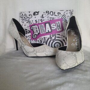 Brash, size 9.5, white snakeskin